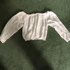white cropped off shoulder top never worn